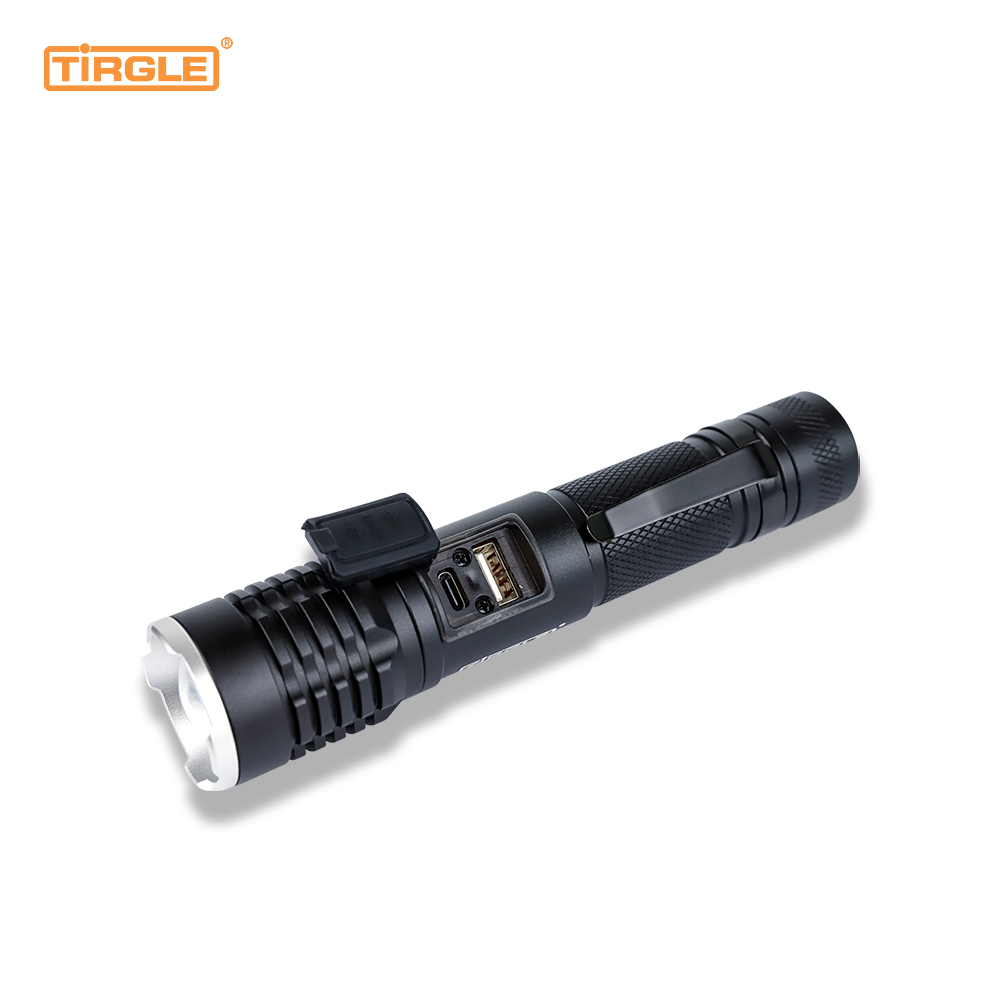 HL-5006 Laser alb cu zoom telescopic din aliaj de aluminiu Port de încărcare multifuncțional tip C Lanternă profesională pentru operațiuni în aer liber focalizare telescopică rezistentă la apă